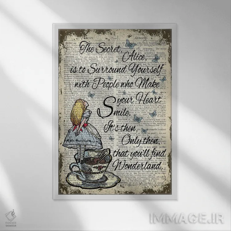 تابلو دکوراتیو آلیس در سرزمین عجایب "راز" اثر این د فریم شاپ - نمای قابدار سفید