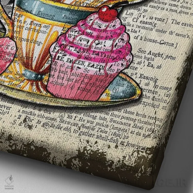 تابلو دکوراتیو آلیس در سرزمین عجایب "مرا بخور" اثر این د فریم شاپ - نمای نزدیک بافت بوم