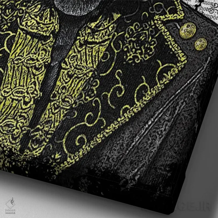 تابلو دکوراتیو پلنگ سیاه استیم پانک اثر این د فریم شاپ - نمای نزدیک بافت بوم