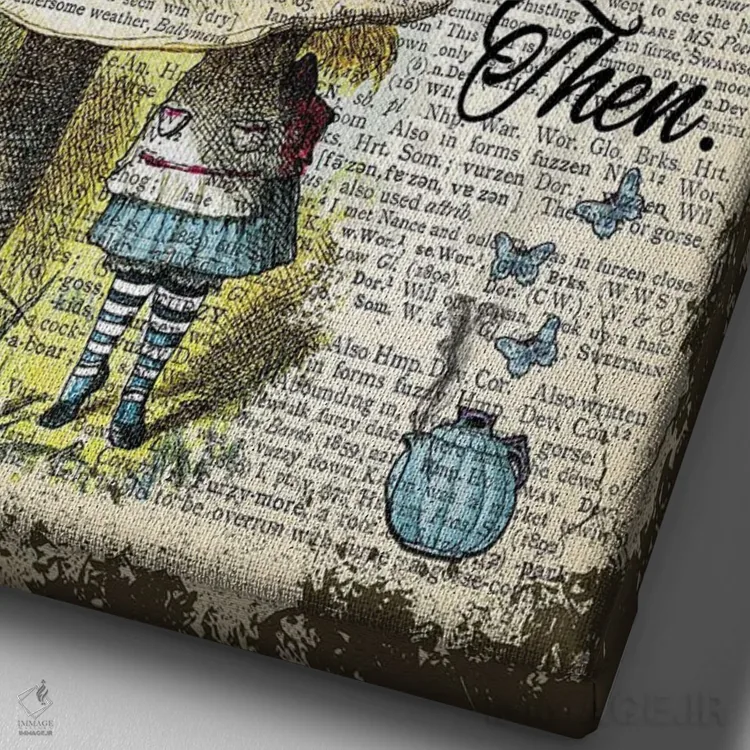 تابلو دکوراتیو آلیس در سرزمین عجایب "دیروز" اثر این د فریم شاپ - نمای نزدیک بافت بوم