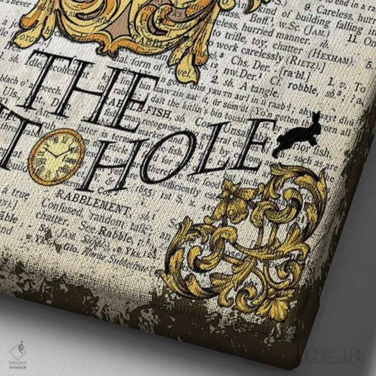 تابلو دکوراتیو آلیس در سرزمین عجایب "پایین سوراخ خرگوش" اثر این د فریم شاپ - نمای نزدیک بافت بوم