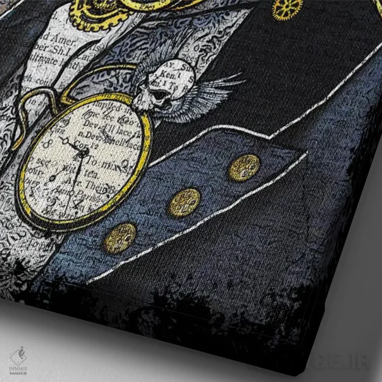 تابلو دکوراتیو لابرادور استیم پانک اثر این د فریم شاپ - نمای نزدیک بافت بوم