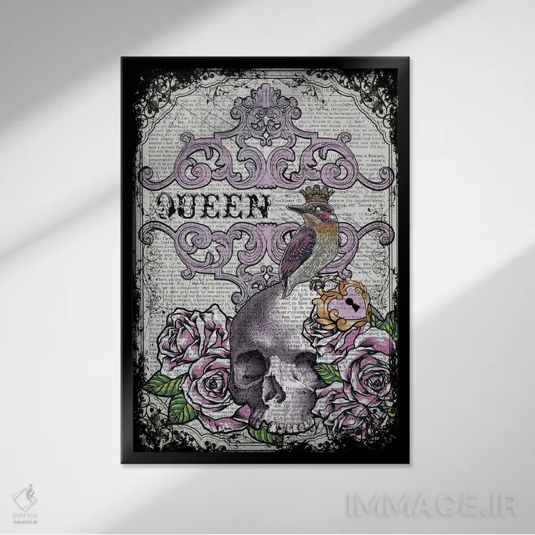 تابلو دکوراتیو پرنده ملکه اثر این د فریم شاپ - نمای قابدار مشکی