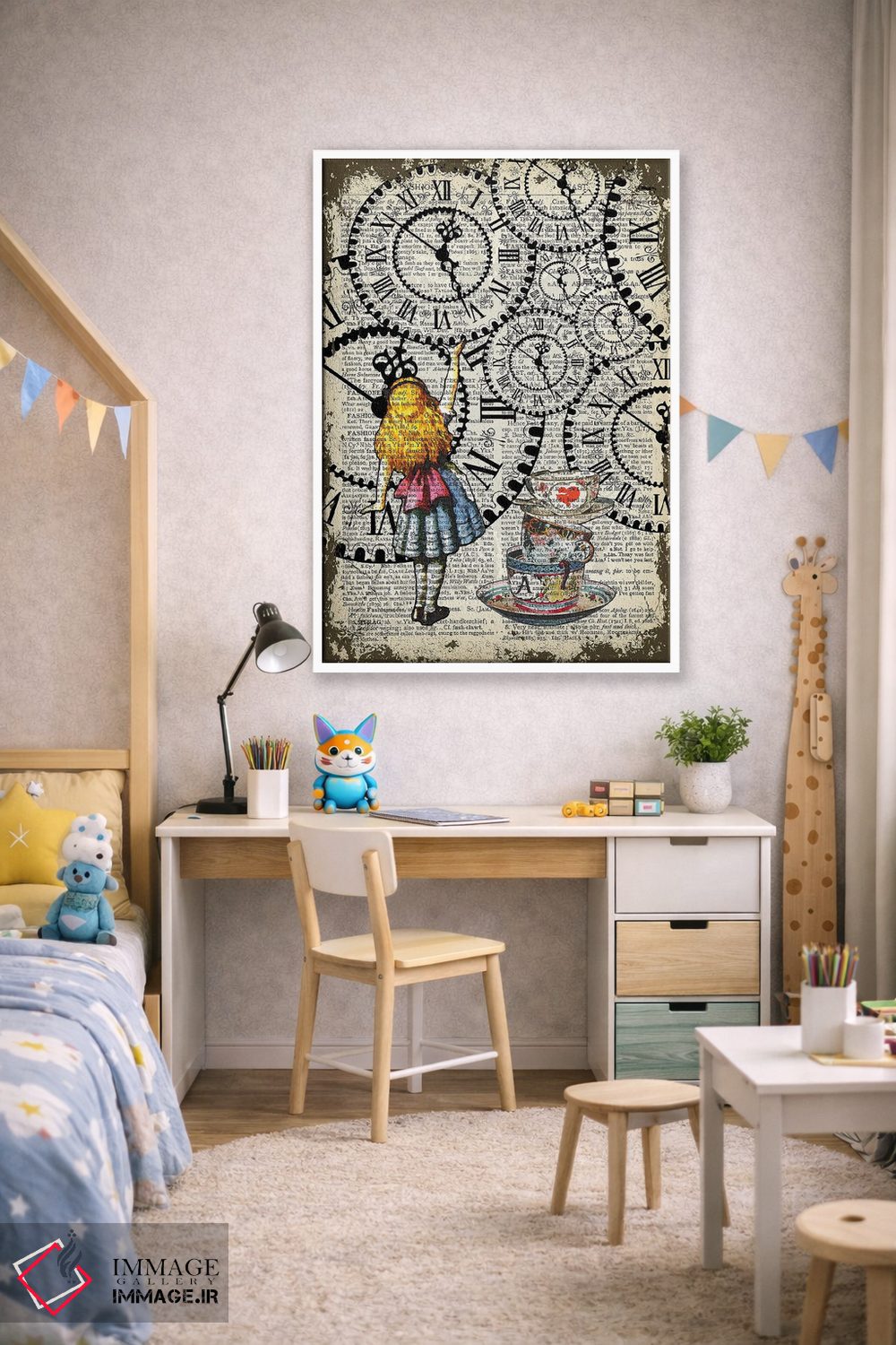 تابلو دکوراتیو آلیس در سرزمین عجایب "ساعت ها را بگیر" اثر این د فریم شاپ - D1W