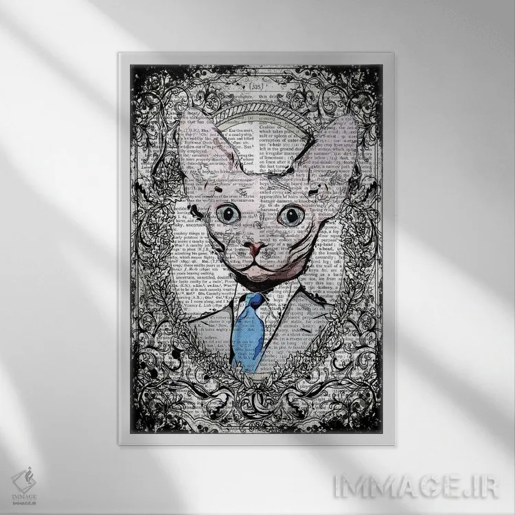 تابلو دکوراتیو آقای اسفینکس اثر این د فریم شاپ - نمای قابدار سفید