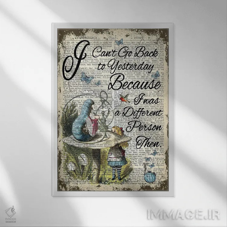 تابلو دکوراتیو آلیس در سرزمین عجایب "دیروز" اثر این د فریم شاپ - نمای قابدار سفید