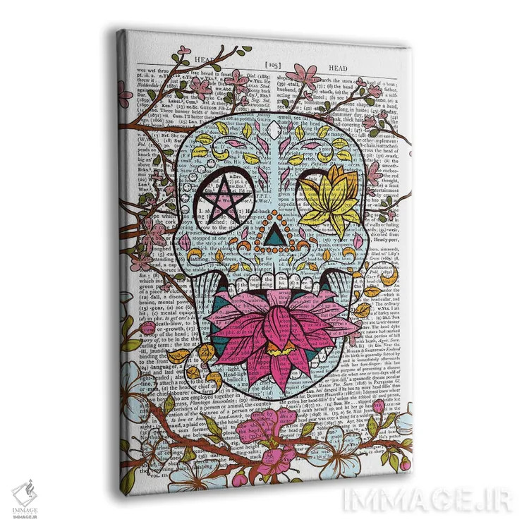 تابلو دکوراتیو جمجمه مکزیکی اثر این د فریم شاپ - نمای پرسپکتیو محصول