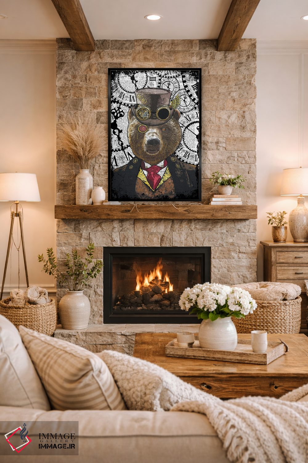تابلو دکوراتیو خرس استیم پانک اثر این د فریم شاپ - D1B