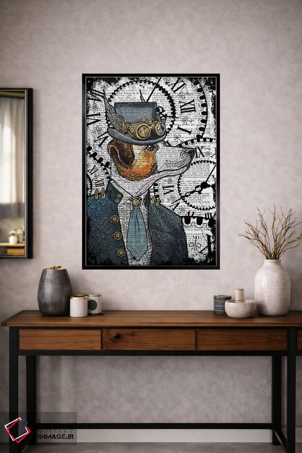 تابلو دکوراتیو جک راسل استیم پانک اثر این د فریم شاپ - D1B