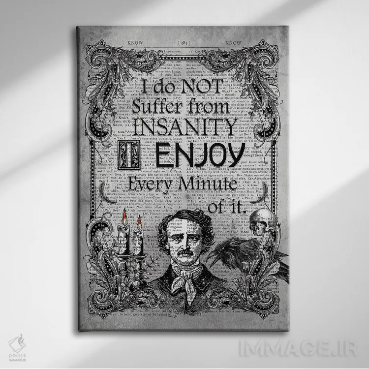تابلو دکوراتیو ادگار آلن پو "جنون" اثر این د فریم شاپ - نمای روبهرو روی دیوار