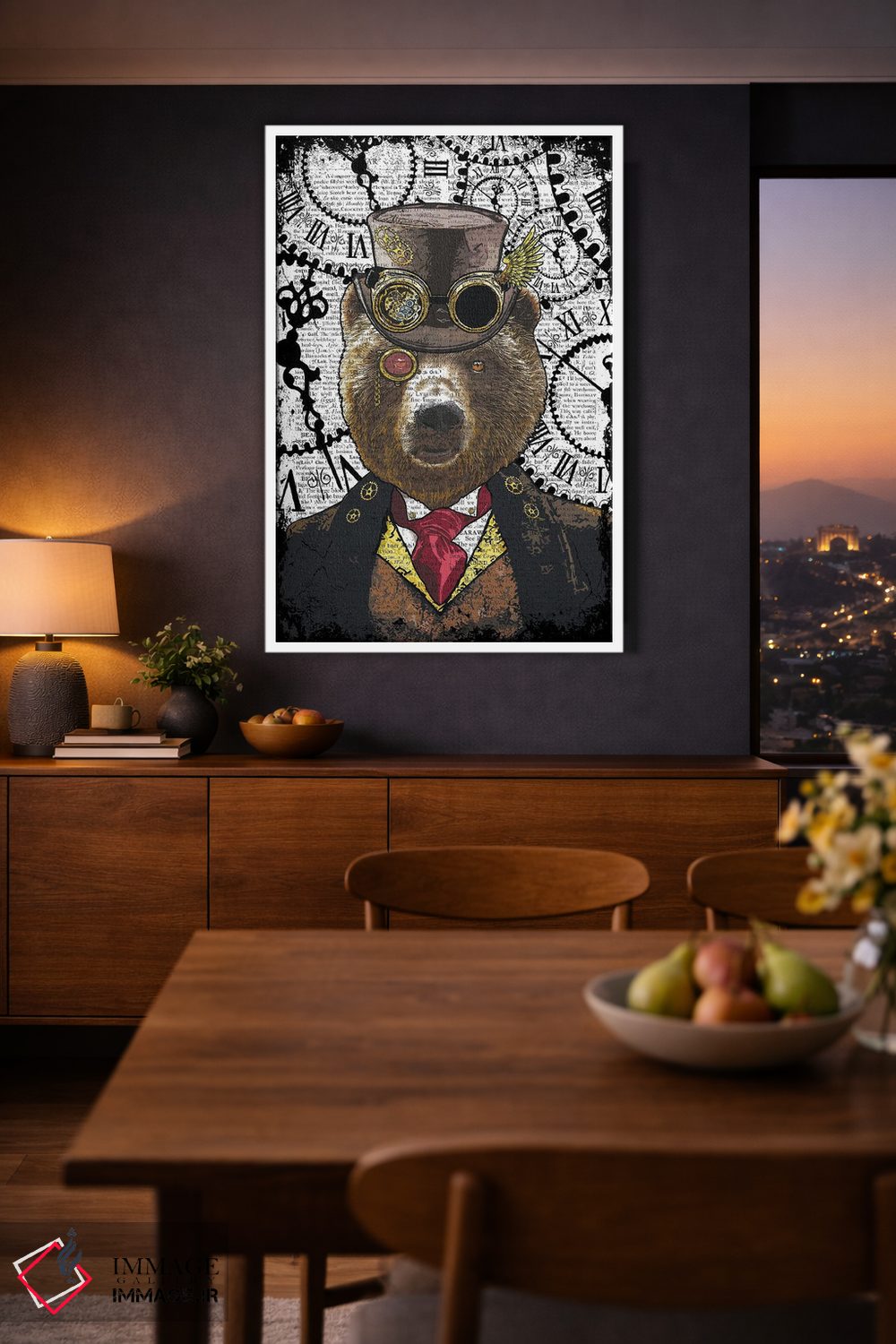 تابلو دکوراتیو خرس استیم پانک اثر این د فریم شاپ - D4W