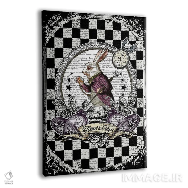 تابلو دکوراتیو آلیس در سرزمین عجایب "خرگوش سفید / وقت تمام شد" اثر این د فریم شاپ - نمای پرسپکتیو محصول