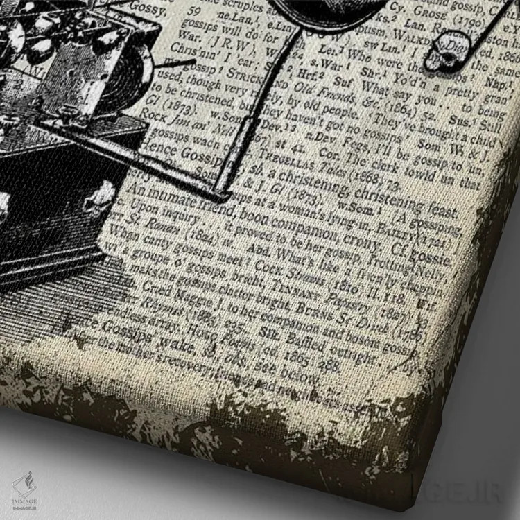 تابلو دکوراتیو گرامافون گوتیک اثر این د فریم شاپ - نمای نزدیک بافت بوم