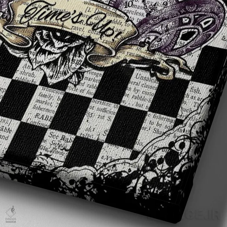 تابلو دکوراتیو آلیس در سرزمین عجایب "خرگوش سفید / وقت تمام شد" اثر این د فریم شاپ - نمای نزدیک بافت بوم