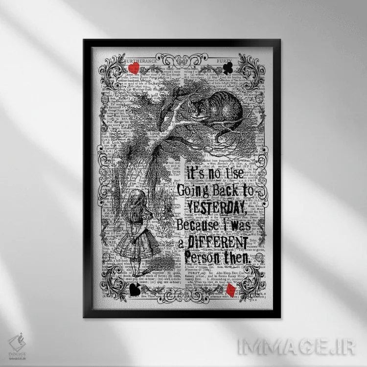 تابلو دکوراتیو 'آلیس در سرزمین عجایب "فایده ای ندارد..."' اثر این د فریم شاپ - نمای قابدار مشکی