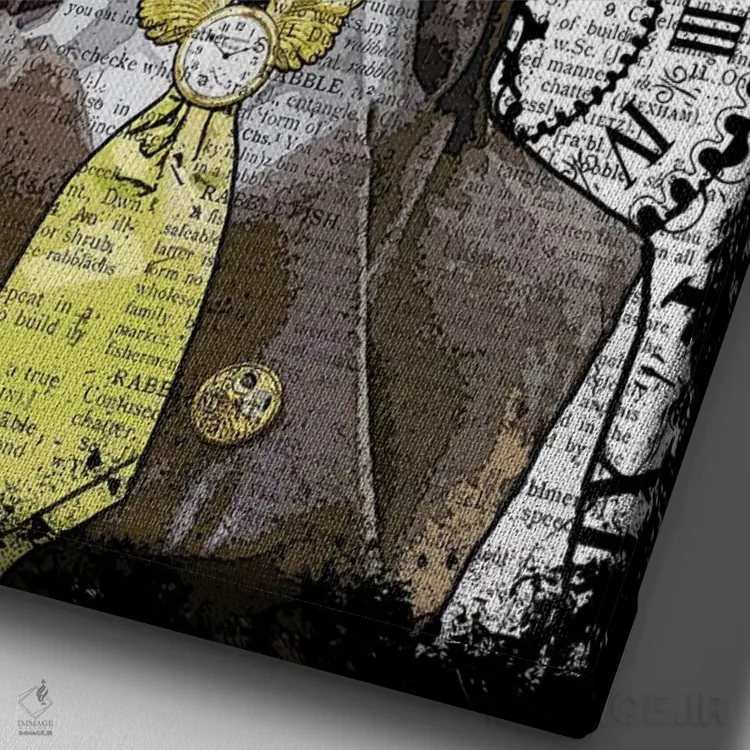 تابلو دکوراتیو خرگوش استیم پانک اثر این د فریم شاپ - نمای نزدیک بافت بوم