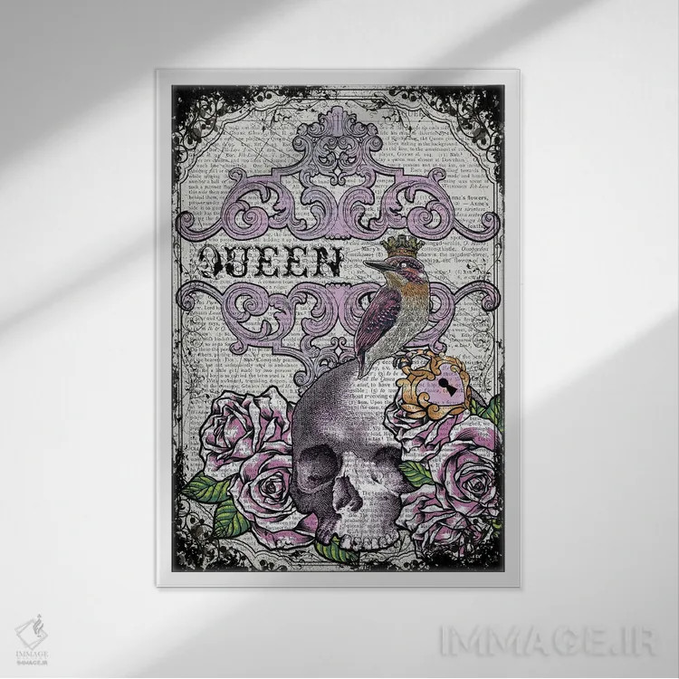 تابلو دکوراتیو پرنده ملکه اثر این د فریم شاپ - نمای قابدار سفید