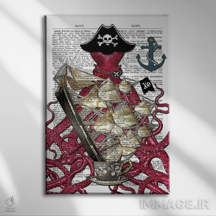 تابلو دکوراتیو اختاپوس دزد دریایی اثر این د فریم شاپ - نمای روبهرو روی دیوار