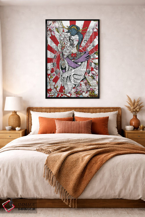 تابلو دکوراتیو گیشای خالکوبی شده اثر این د فریم شاپ - D4B