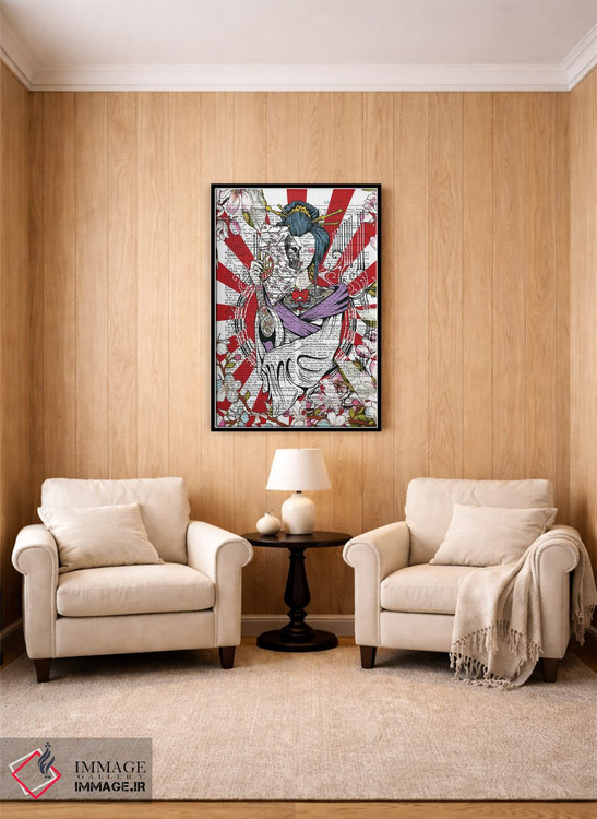 تابلو دکوراتیو گیشای خالکوبی شده اثر این د فریم شاپ - D5B