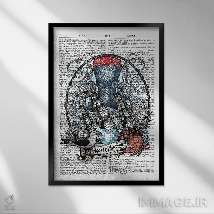 تابلو دکوراتیو قلب دریا اثر این د فریم شاپ - نمای قابدار مشکی