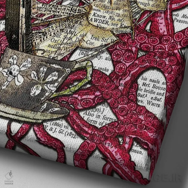 تابلو دکوراتیو اختاپوس دزد دریایی اثر این د فریم شاپ - نمای نزدیک بافت بوم