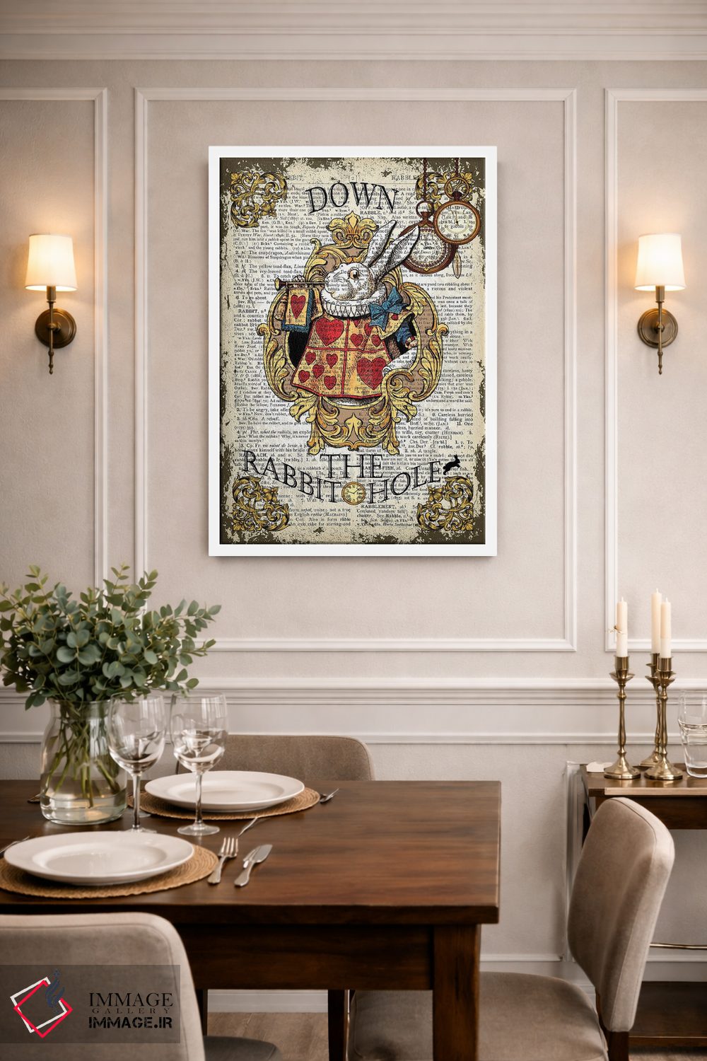 تابلو دکوراتیو آلیس در سرزمین عجایب "پایین سوراخ خرگوش" اثر این د فریم شاپ - D1W