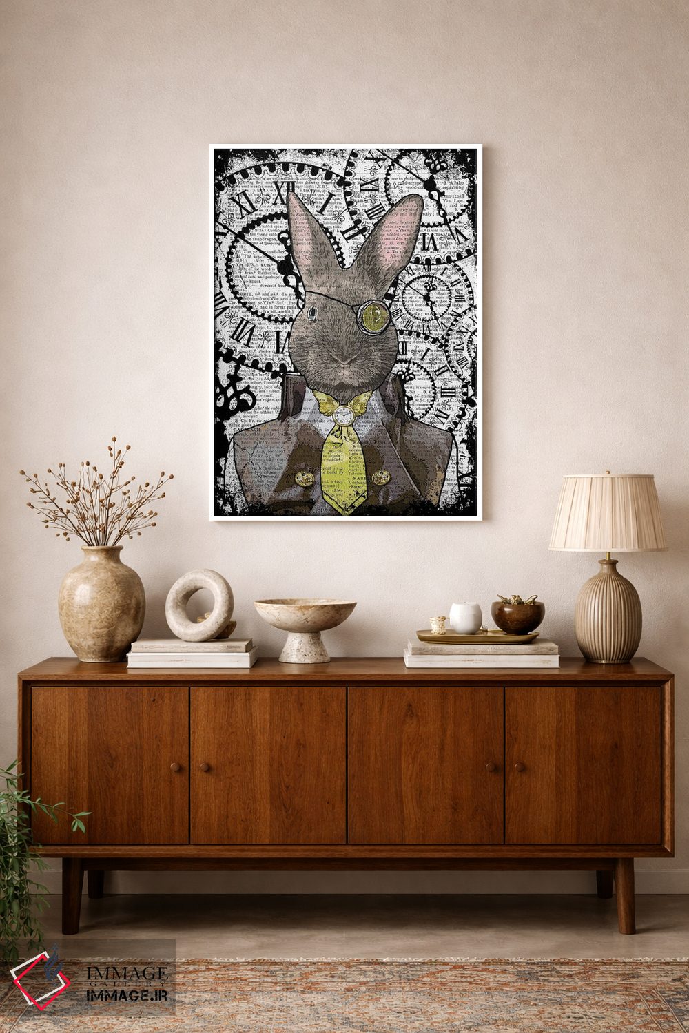 تابلو دکوراتیو خرگوش استیم پانک اثر این د فریم شاپ - D2W