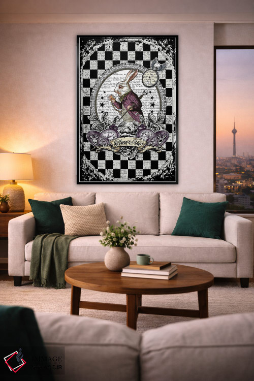 تابلو دکوراتیو آلیس در سرزمین عجایب "خرگوش سفید / وقت تمام شد" اثر این د فریم شاپ - D2B