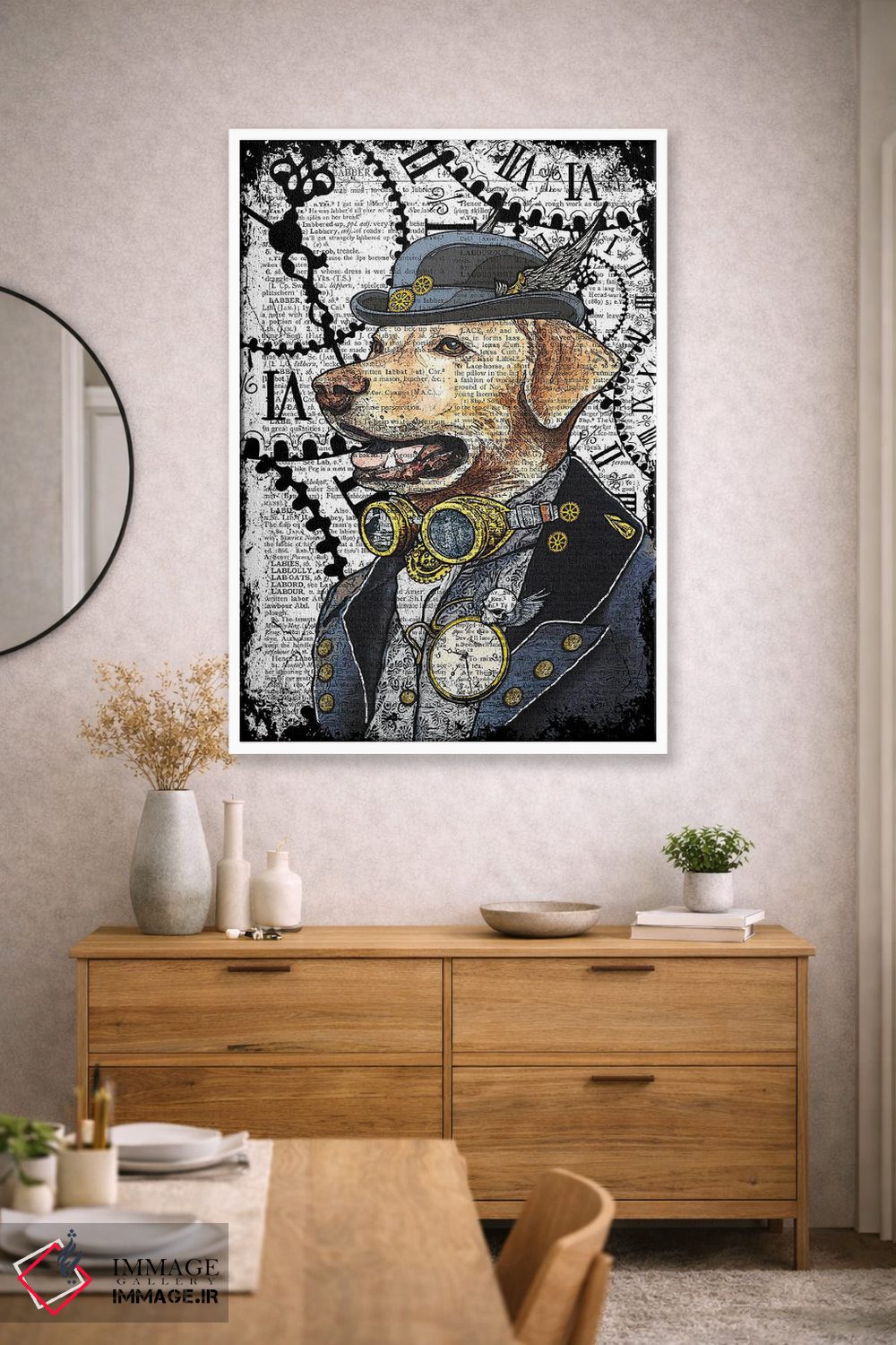 تابلو دکوراتیو لابرادور استیم پانک اثر این د فریم شاپ - D1W