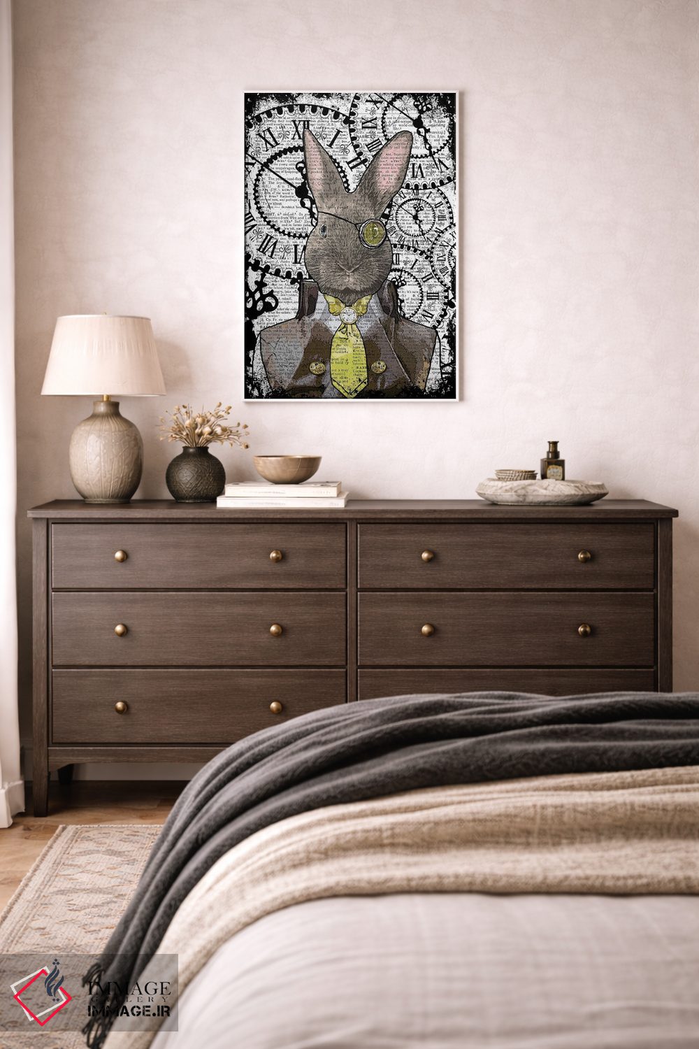 تابلو دکوراتیو خرگوش استیم پانک اثر این د فریم شاپ - D4W
