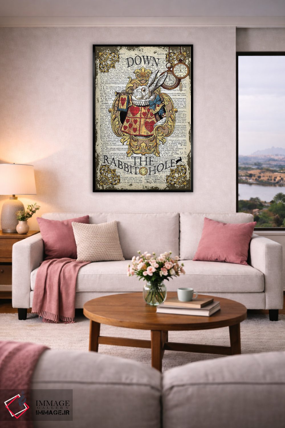 تابلو دکوراتیو آلیس در سرزمین عجایب "پایین سوراخ خرگوش" اثر این د فریم شاپ - D5B