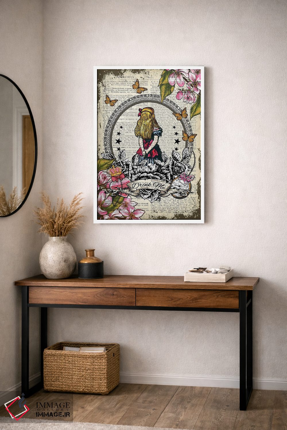 تابلو دکوراتیو آلیس در سرزمین عجایب "مرا بنوش" اثر این د فریم شاپ - D2W