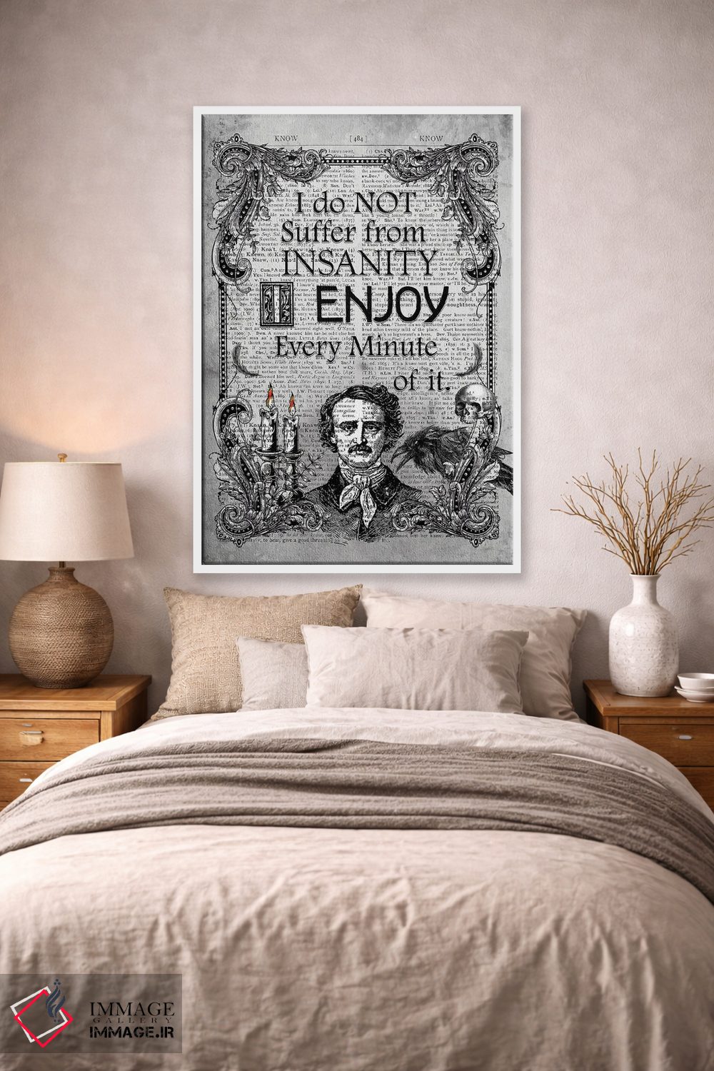 تابلو دکوراتیو ادگار آلن پو "جنون" اثر این د فریم شاپ - D1W
