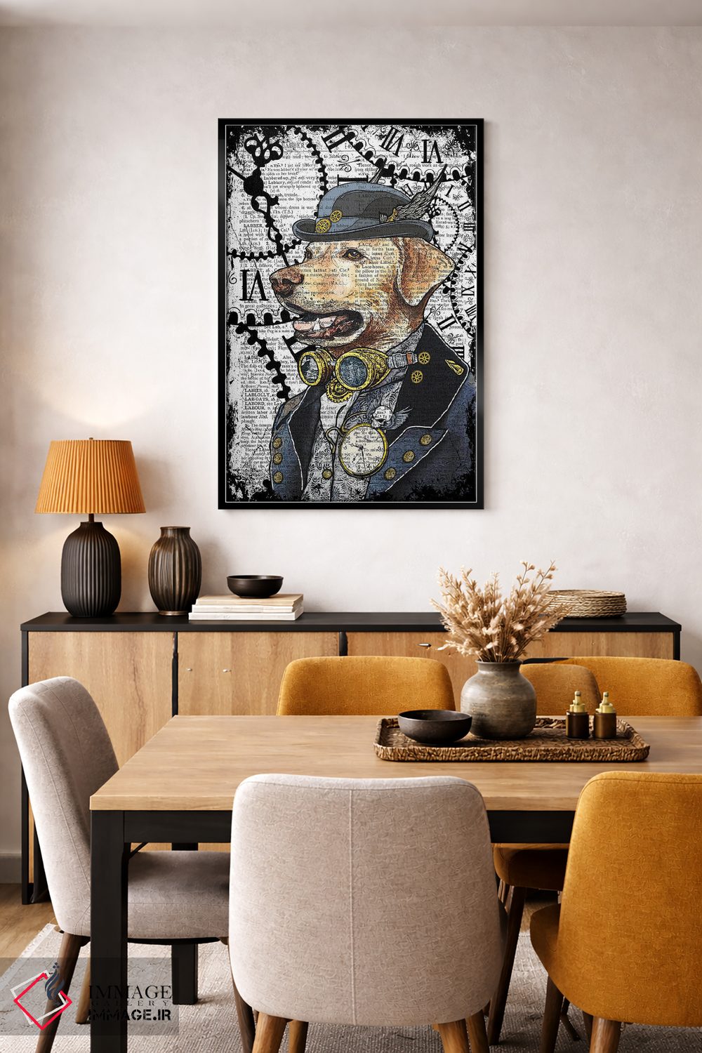 تابلو دکوراتیو لابرادور استیم پانک اثر این د فریم شاپ - D4B