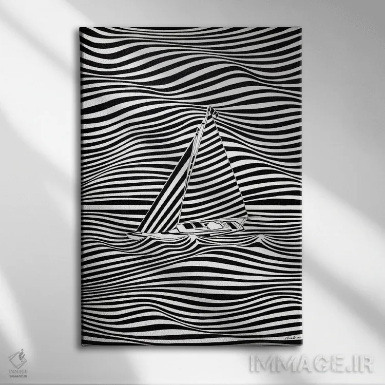 تابلو دکوراتیو قایق بادبانی یک اثر ابراهیم اونال - نمای روبهرو روی دیوار