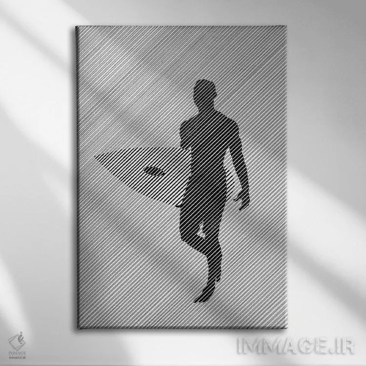 تابلو دکوراتیو هنگام رفتن به موج سواری اثر ابراهیم اونال - نمای روبهرو روی دیوار