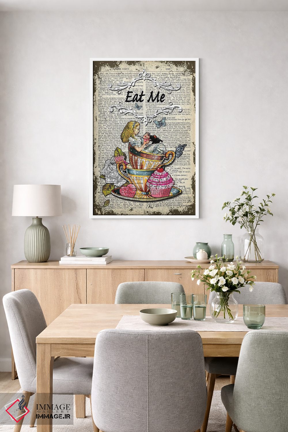 تابلو دکوراتیو آلیس در سرزمین عجایب "مرا بخور" اثر این د فریم شاپ - D5W