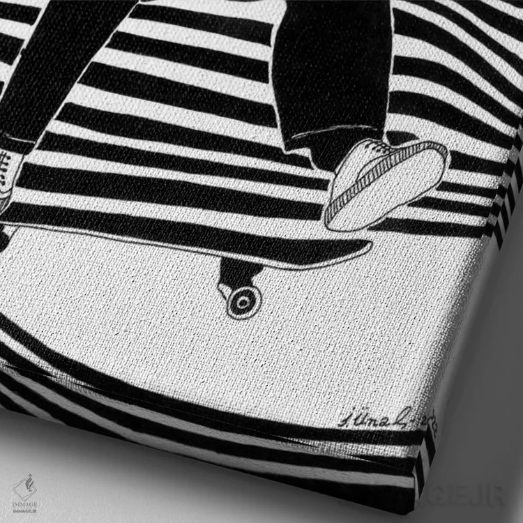 تابلو دکوراتیو اسکیت برد اثر ابراهیم اونال - نمای نزدیک بافت بوم