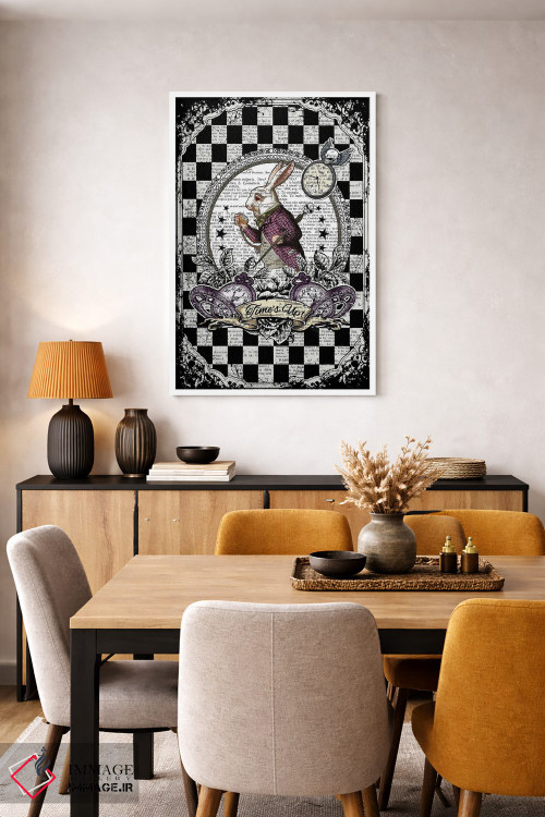 تابلو دکوراتیو آلیس در سرزمین عجایب "خرگوش سفید / وقت تمام شد" اثر این د فریم شاپ - D5W