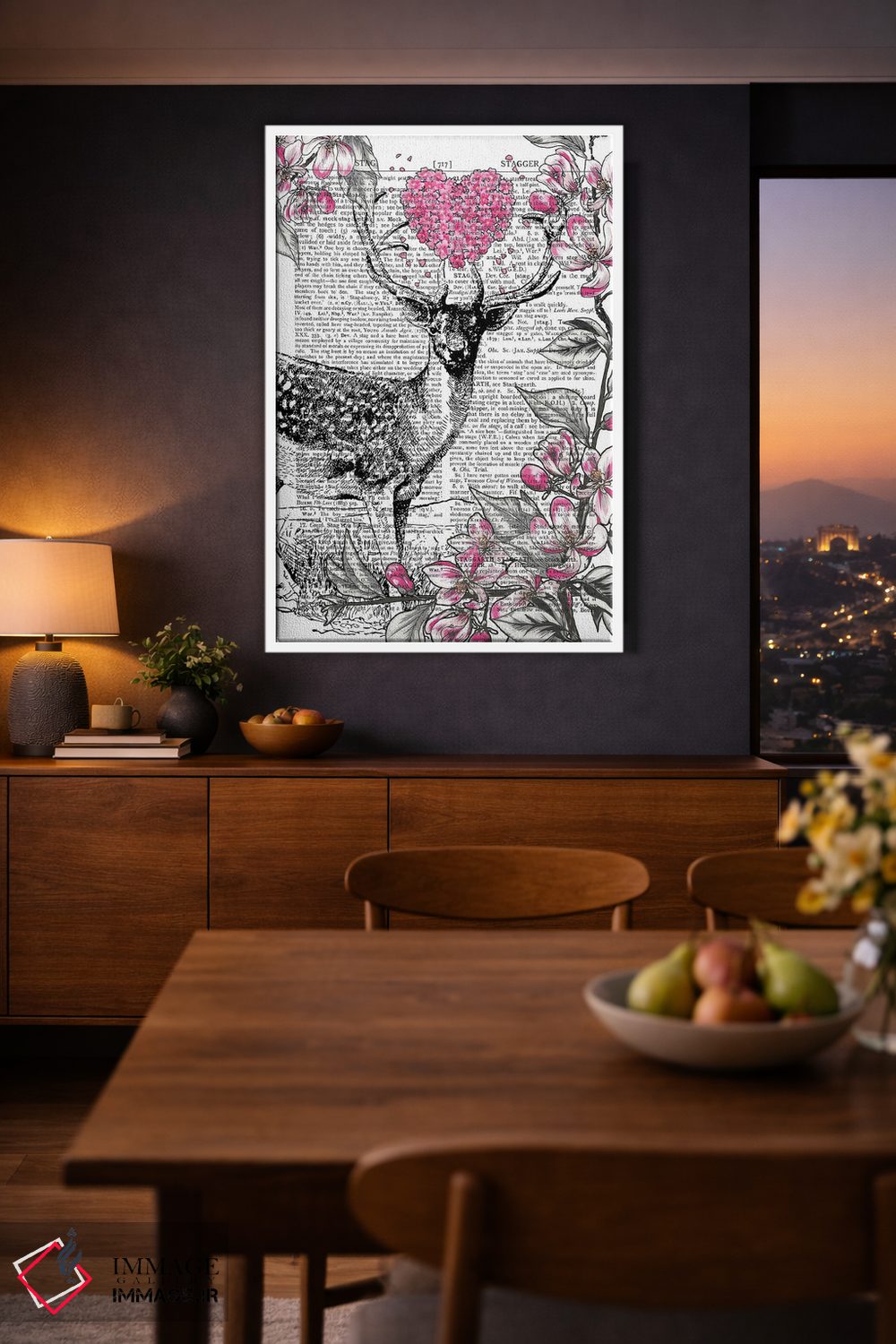 تابلو دکوراتیو گوزن نر اثر این د فریم شاپ - D3W