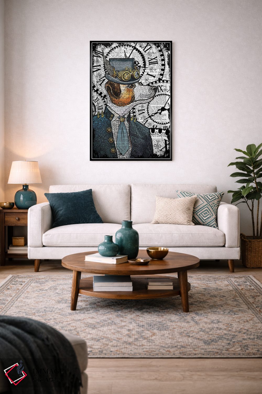 تابلو دکوراتیو جک راسل استیم پانک اثر این د فریم شاپ - D4B