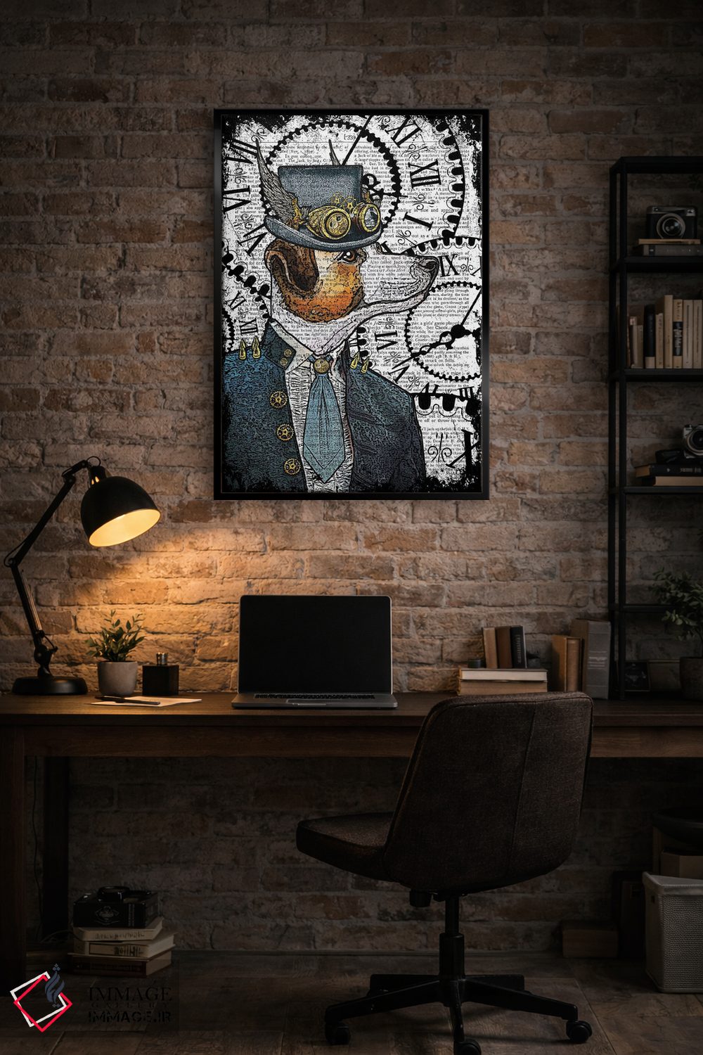 تابلو دکوراتیو جک راسل استیم پانک اثر این د فریم شاپ - D5B