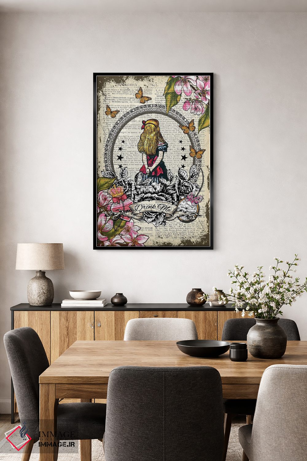 تابلو دکوراتیو آلیس در سرزمین عجایب "مرا بنوش" اثر این د فریم شاپ - D5B
