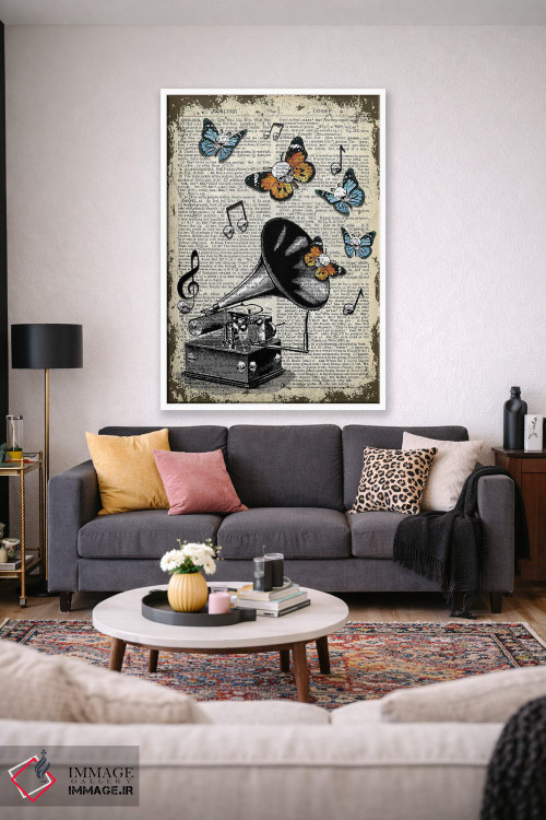 تابلو دکوراتیو گرامافون گوتیک اثر این د فریم شاپ - D1W
