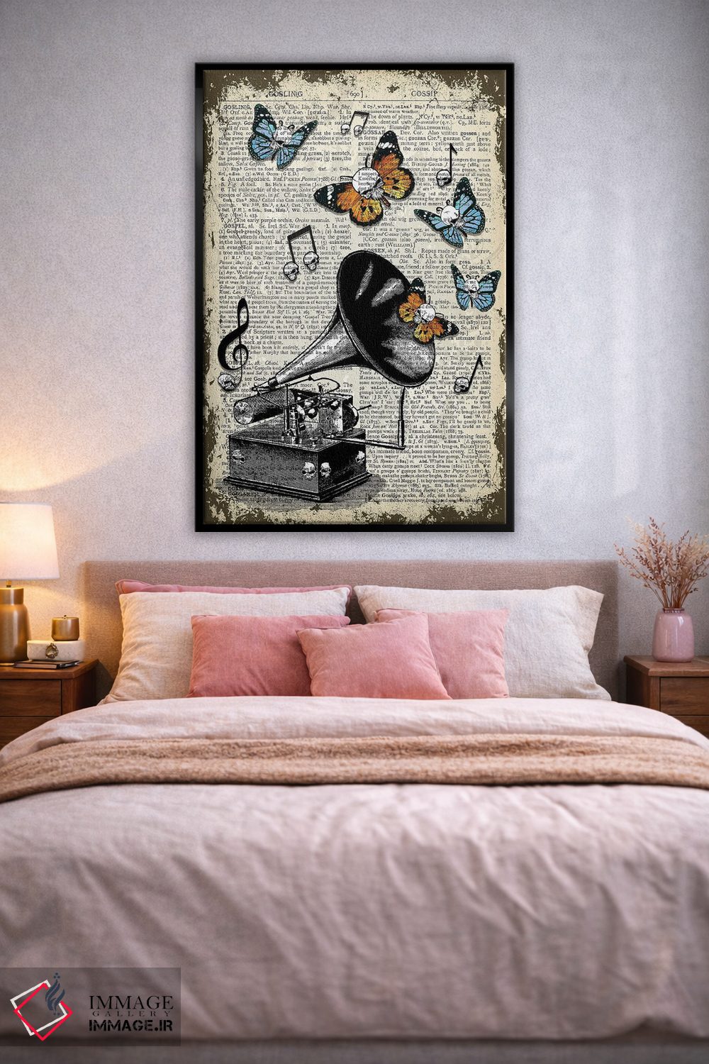تابلو دکوراتیو گرامافون گوتیک اثر این د فریم شاپ - D2B