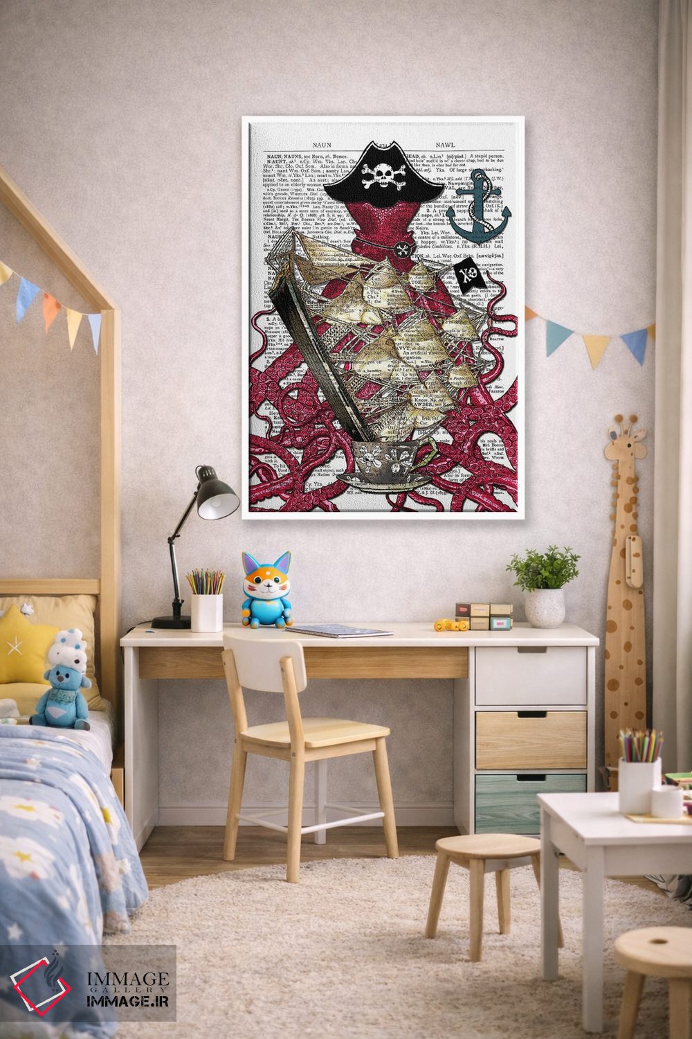 تابلو دکوراتیو اختاپوس دزد دریایی اثر این د فریم شاپ - D1W