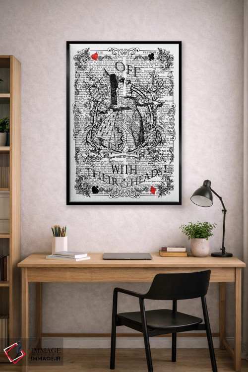 تابلو دکوراتیو آلیس در سرزمین عجایب "ملکه دل ها / سرشان را بزن!" اثر این د فریم شاپ - D2B