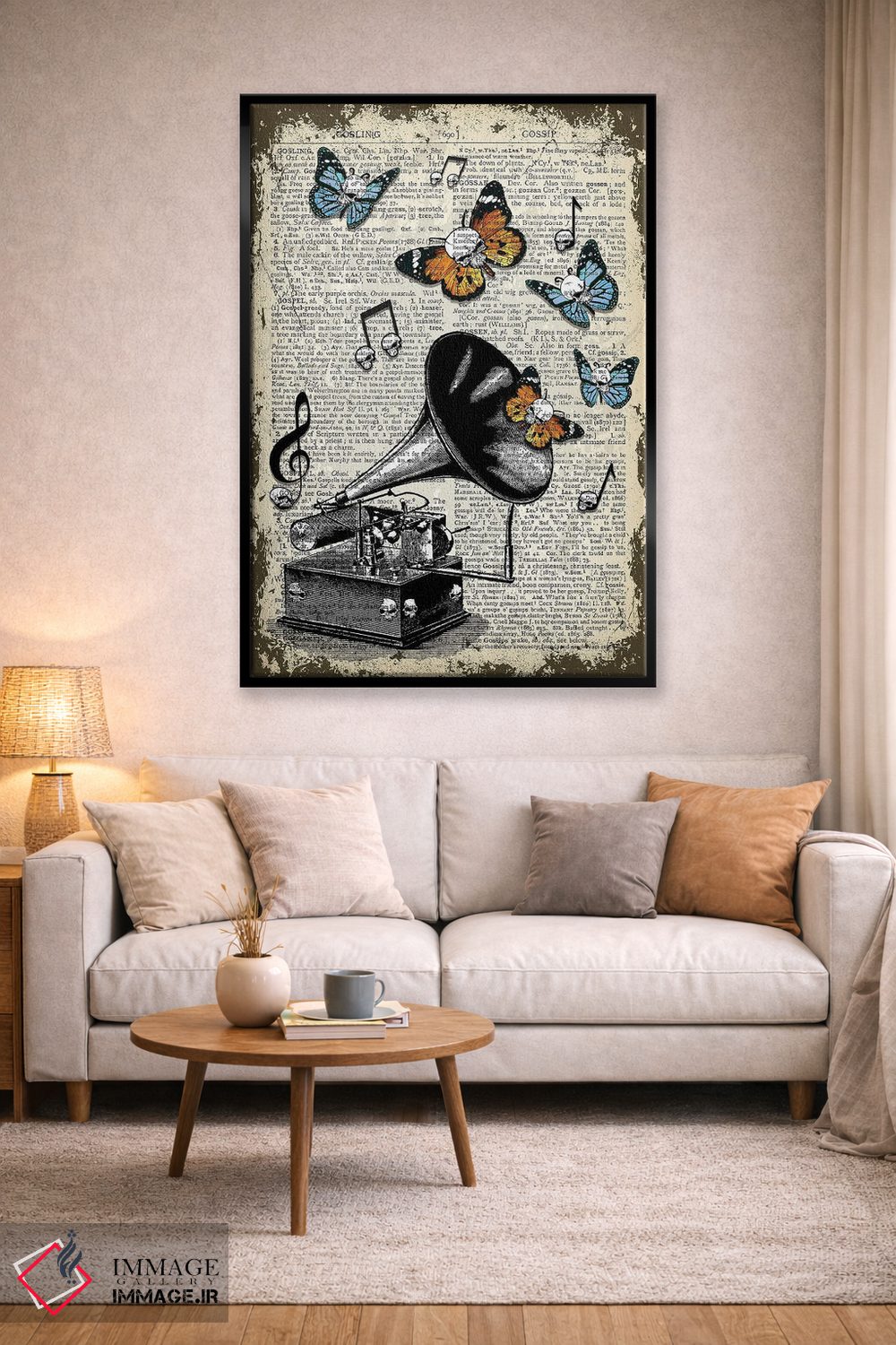 تابلو دکوراتیو گرامافون گوتیک اثر این د فریم شاپ - D3B