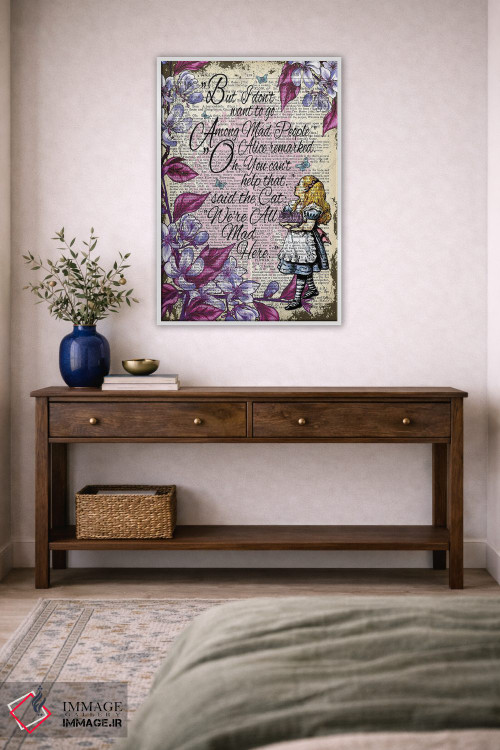 تابلو دکوراتیو آلیس در سرزمین عجایب "در میان دیوانگان" اثر این د فریم شاپ - D3W